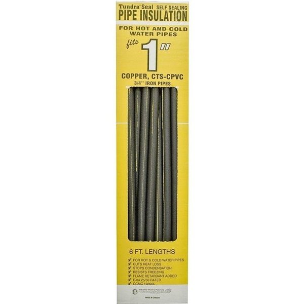 Tundra PR38118TW Pipe Insulation, 6 ft L, Polyolefin, Charcoal, 1 in Pipe 31181T/PR38118TW